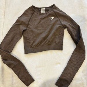 Gymshark Brown Long Sleeve Crop Top